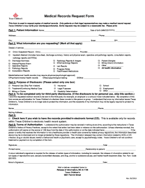 Texas Children's Medical Records Request Form 2013